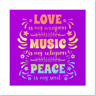 Hippie T-Shirt: Love, Music & Peace Posters and Art